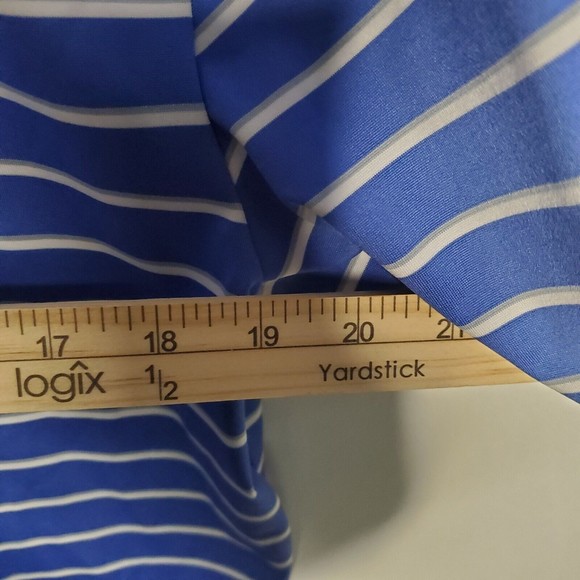 Men's Under Armour HeatGear Short Sleeve Polo Shirt Blue with White Stripes L - Picture 8 of 9